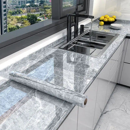 80cm Marble Waterproof Wallpaper for Kitchen Cabinets Bathroom Decor Kitchen Foil Renovation Self Adhesive Oil Proof Stickers