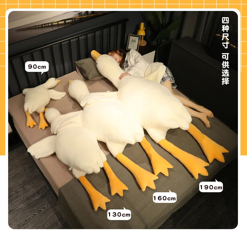50-190cm Large Brown Hug Stuffed Animal Duck Kawaii Giant Goose Plush Toy Sleeping Pillow Big Soft Doll Party Gift for Boy Girls