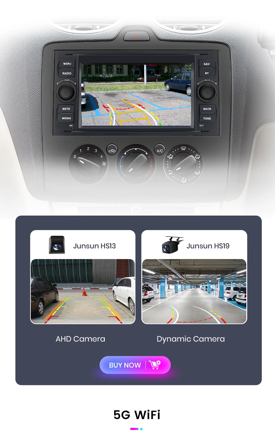 Junsun CarPlay Android Auto Radio for Ford Focus Mondeo Fiesta Transit Kuga C-Max S-Max Galaxy GPS Car Multimedia 2din autoradio