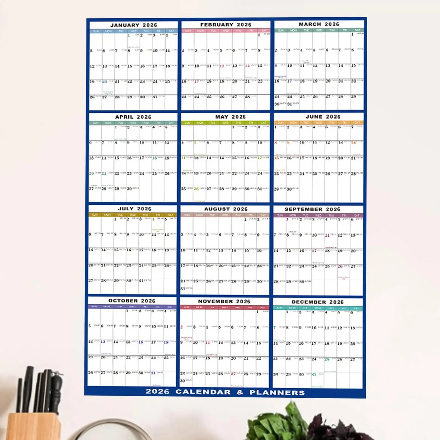 Large Dry Erase Calendar for Wall 2026 Wall Calendar 12 Month 24 X 36 Inch Yearly Schedule Organizer for Indoor Home Fridge