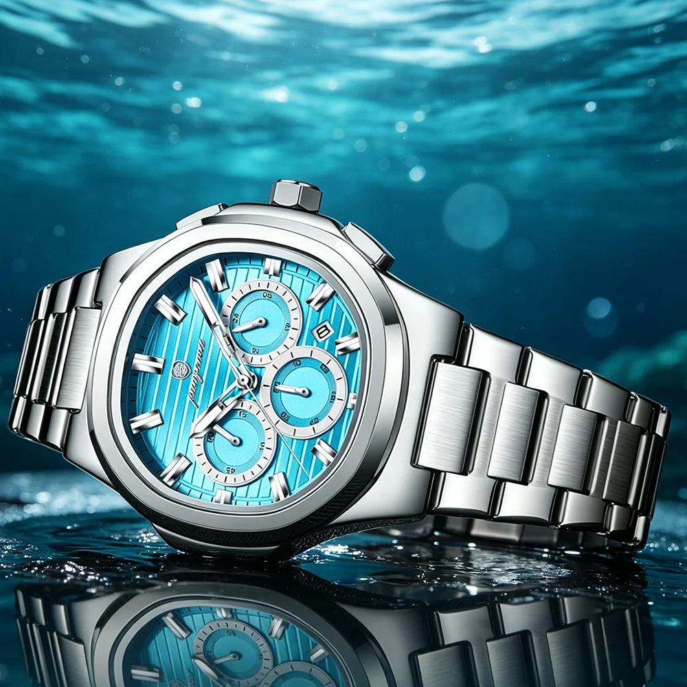 PAAZOMU Fashion Brand Man Wristwatch Waterproof Stainless Steel Luminous Men Watch Chronograph Date Luxury Quartz Men's Watches