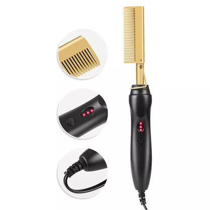 Hot Selling 2-In-1 Straight Hair Comb Portable Fast Heating Copper Straight Hair Comb Salon Professional Styling Tool