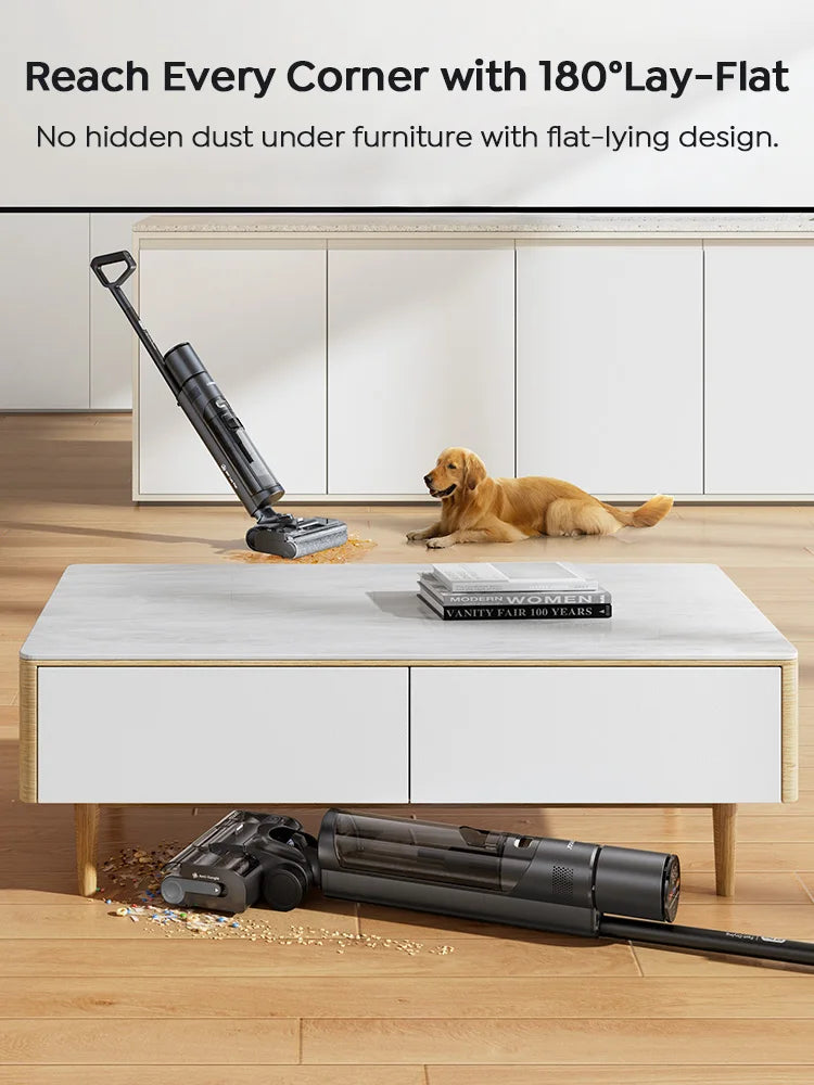 Laresar S7 Pro Cordless Wet Dry Vacuum Cleaner Mop, Lay-Flat 5-Min Drying 80°C Hot Wash 19000 Pa 50min Runtime Home Floor Washer
