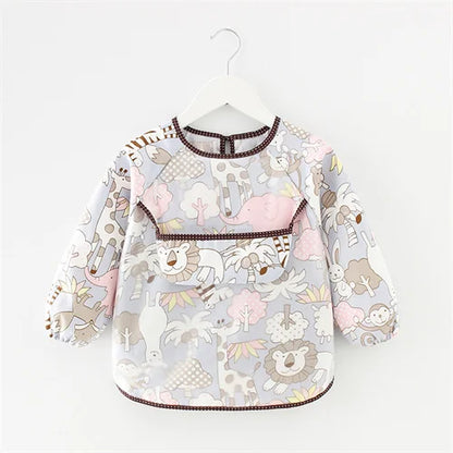 Newborn Baby Bibs Blouse Waterproof Long-sleeved Reverse Dressing Infant Eating Clothes Apron Bib Protective Clothing 0-2Years