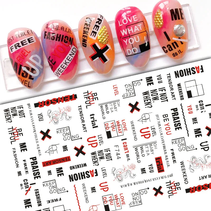 Black and White Love Flowers Line Art 3D Stickers Nail Decals Nail Art Accessories Butterfly Rose Nail Stickers Nail Sliders