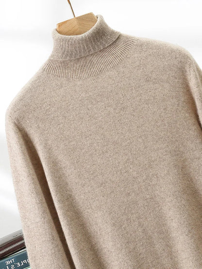 Men's Turtleneck 100% Cashmere Sweater Autumn Winter Basic Long Sleeve Pullover Cashmere Knitwear Soft Warm Comfy Clothing