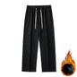 Men's Winter Fleece Loose Jeans Velvet Warm Elastic Waist Wide Leg Y2K Denim Pants Straight Comfortable Brand Men's Clothing