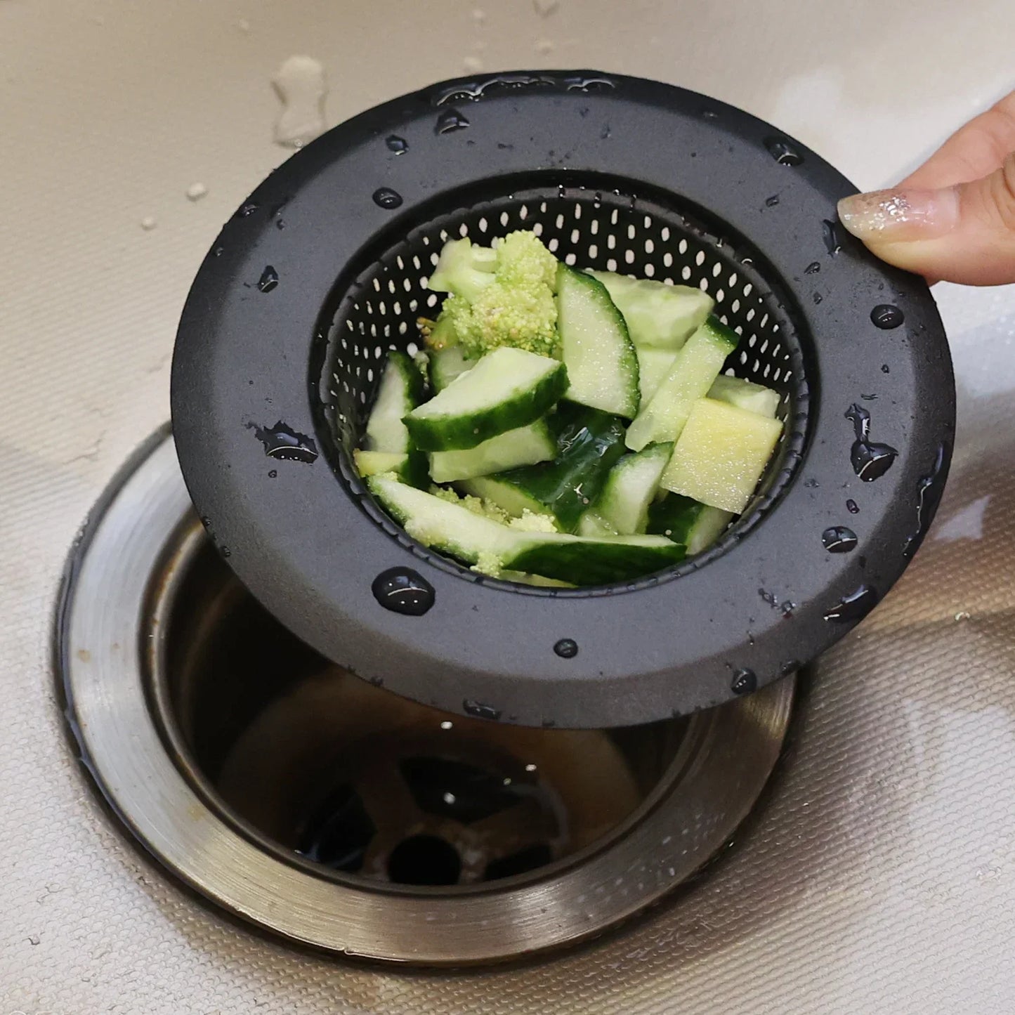Black Stainless Steel Mesh Sink Strainers Kitchen Bathroom Sink Filters Sink Strainer Drain Hole Filter Trap Waste Screen S/M/L
