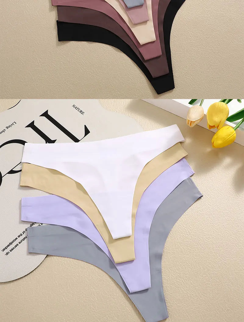 3PCS/SET Sexy G-String Underwear Breathable Female T-back Intimate Lingerie Seamless Low Waist Underpants Lady Bikini Panty S-XL