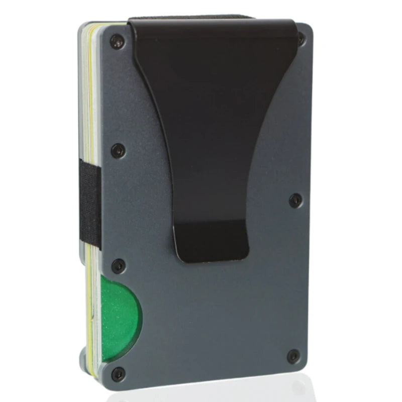 Minimalist Slim RFID Blocking Wallet For Men - Light Weight, Durable & Compact- Aluminum Wallet With Money Clip (Black）