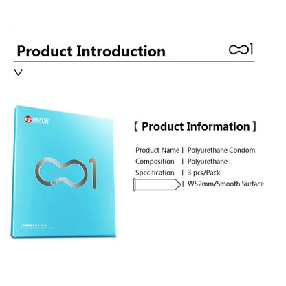 3 PCS 0.01 MM Polyurethane Non-latex Surface Smooth Condom Ultra-thin Condom Male Contraceptive Condom Cock Sleeve