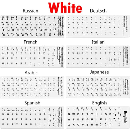 Non-slip English Arabic Keyboard Stickers Wear-resistant Laptop Keyboard Stickers Russian Letter Deutsch Spanish Alphabet Layout