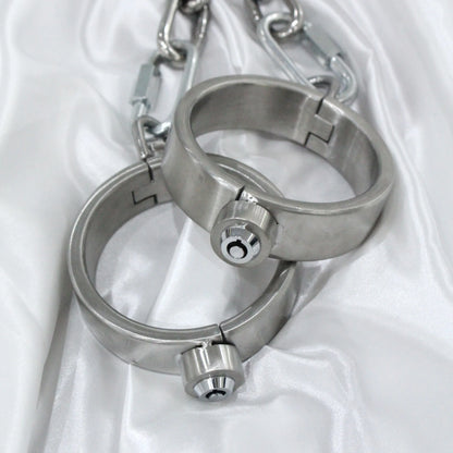 Heavy Duty Stainless Steel Handcuffs Ankle Cuffs Neck Collar Press Lock BDSM Restraints Bondage Adult Games Sex Toys for Couples