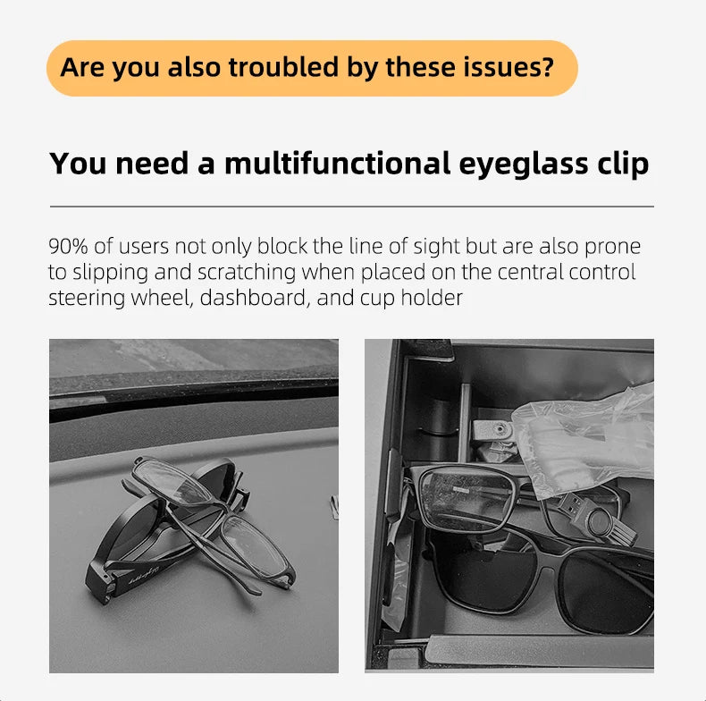 JFBONIN Leather Magnetic Sunglasses Holder Car Sunshade Accessory with Ticket Clip Functional Sunshades Car Accessory