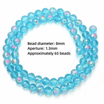 6/8/10mm Sizes Faceted Glass Beads Pink Blue Plating Clear Crystal Earth Beads 96-faceted Faceted Cut Style Jewelry Making Beads
