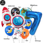 Blue Planet Astronaut Space Disposable Tableware Kids Birthday Table Decorations Paper Plate Cup Napkin Astronaut Rocket Balloon