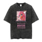 Men Oversized Printed Tshirts Bocchi Club Music Band Anime Bocchi The Rock Cotton Tops Creative Crew Neck Tees Washed TShirt