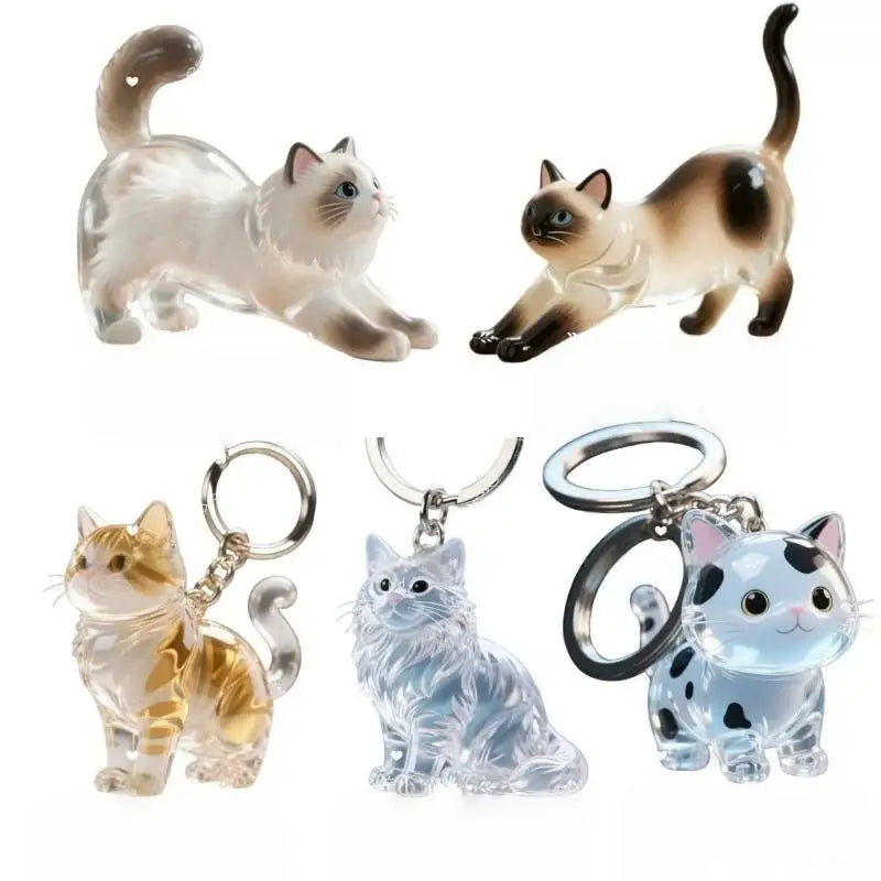 Hot Sale Cute Animal Fur Capsule Keychain,Transparent Cat Hair Bag Pendant,Souvenir Collection and Gift Decorative Accessory