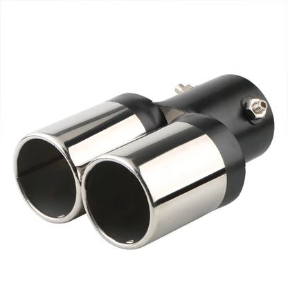 1PCS 2.5" Inlet Decoration Chrome Tail Pipe Car Styling Car Exhaust Trim Muffler Pipe Tail Stainless Steel Curved Double Outlet