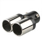 1PCS 2.5" Inlet Decoration Chrome Tail Pipe Car Styling Car Exhaust Trim Muffler Pipe Tail Stainless Steel Curved Double Outlet