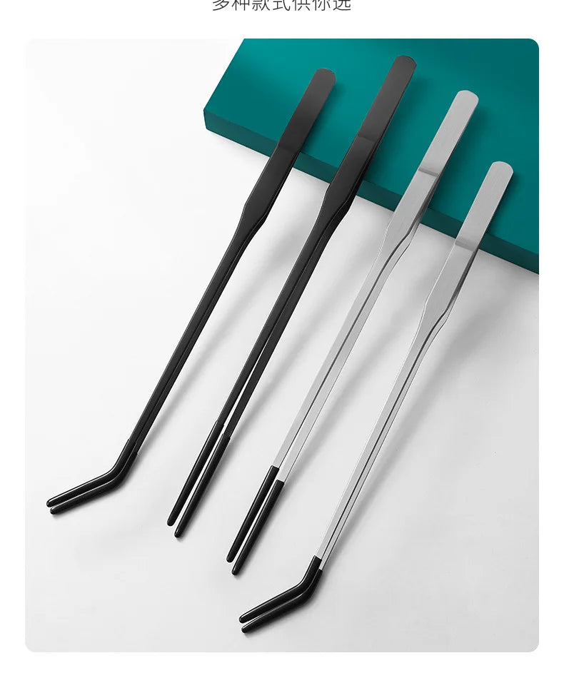 Stainless Steel Reptile Feeding Tongs With Rubber Tips Aquarium Aquarium Straight And Curved Tweezers Pet Feeding Accessories