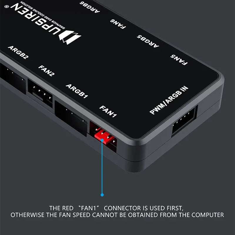 UPSIREN HU-8 Chassis Fan Hub，8 Sets of ARGB and PWM Interfaces,Bottom magnetic design，Support motherboard synchronization