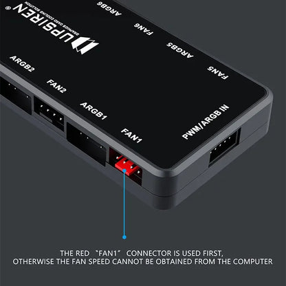 UPSIREN HU-8 Chassis Fan Hub，8 Sets of ARGB and PWM Interfaces,Bottom magnetic design，Support motherboard synchronization