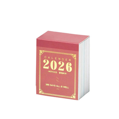 2026 Calendar Thin Waterproof Paper Desk Home Mark Memo Journal Note Keeper Daily Organizer Planner Stationery Advent Calendar