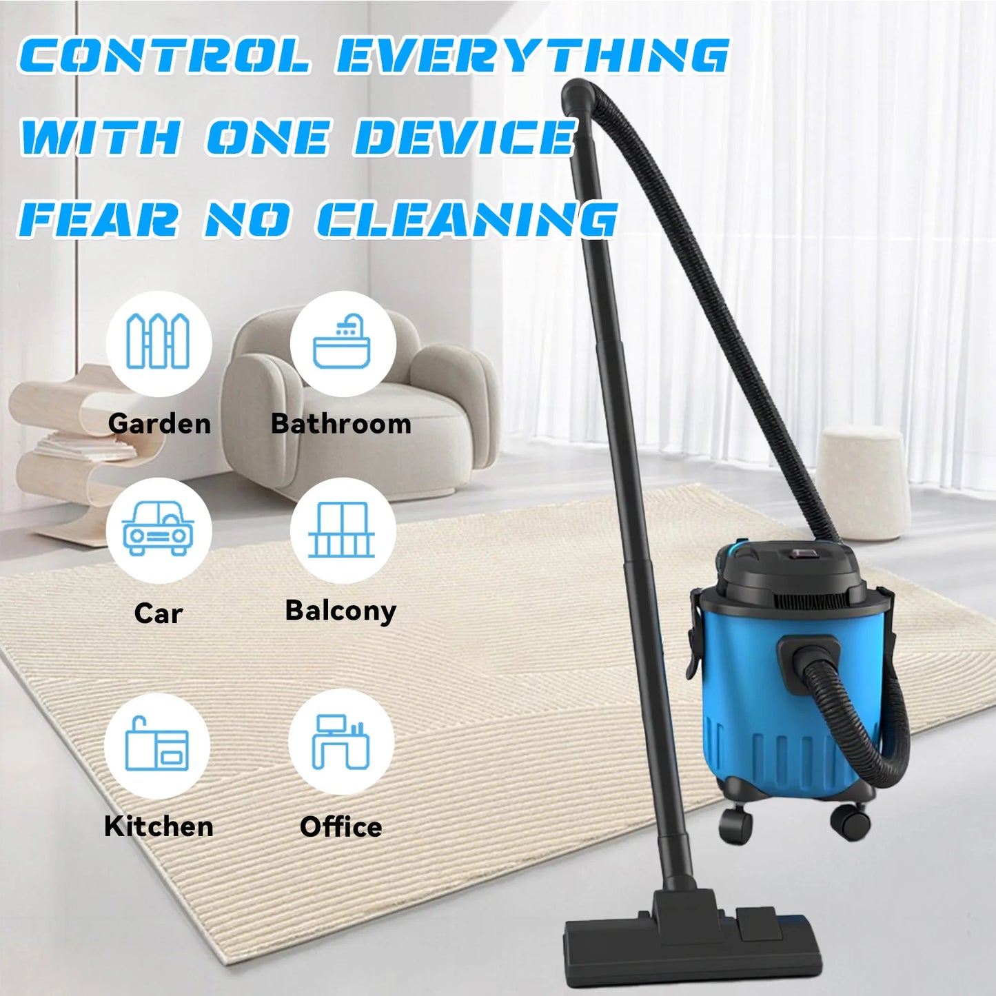 15L Wet Dry Vacuum Cleaner Portable Wet&Dry Blower Function Household Shop Vac With Full Accessories