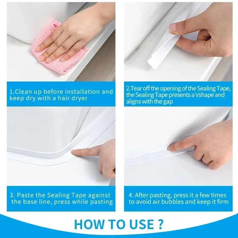 Bathroom Shower Sink Bath Sealing Tapes PVC Adhesive Sealing Strips Waterproof Wall Stickers for Bathroom Kitchen Sealant Tape