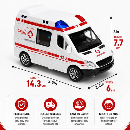1:32 Mini Car Diecast Ambulance Fire-Truck Policecar Model Sound And Light Vehicle Simulation Collection Gifts Toys