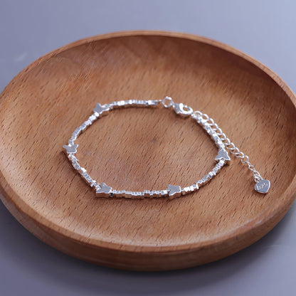 VENTFILLE 925 Sterling Silver Line Extremely Fine Bracelet for Women Love Haert Bead Korean Ins Sweet Jewelry Gift Dropshipping