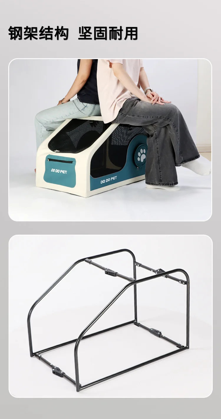 Large Space Foldable Pet Trolley Silent Wheel Pet Travel Box Portable Car Carrier Cage For Small Medium Dogs Cats Outdoor Trip