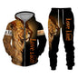 Spring and Autumn Men's Tracksuit 3D The Lion Print Zipper Hoodies Sweatshirts Pants Sets Casual Mens Clothing Women's Tracksuit