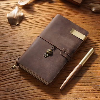 Fromthenon Leather TN Travel Notebook Handbook Diary First Layer Cowhide Diary Handbook Notes Handmade Loose-leaf Notebook