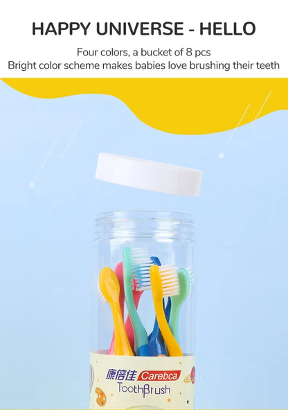 Children's Soft Bristle Toothbrush, Bucket Pack of 8 Pieces, 2-12 Year Old Baby Toothbrush, Change Period Toothbrush for Kids