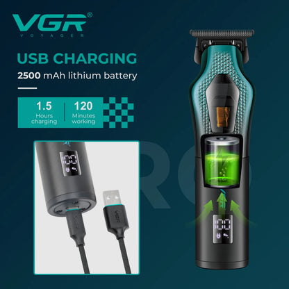 VGR electric hair clipper men's oil head carving electric push gradually changing color metal body 11000 RPM hair clipper V-997