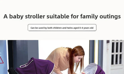 Foldable Twin Baby Stroller,Double Seat Baby Stroller for Two Babies,Shock-absorbing Twin Baby Stroller,Multi-function