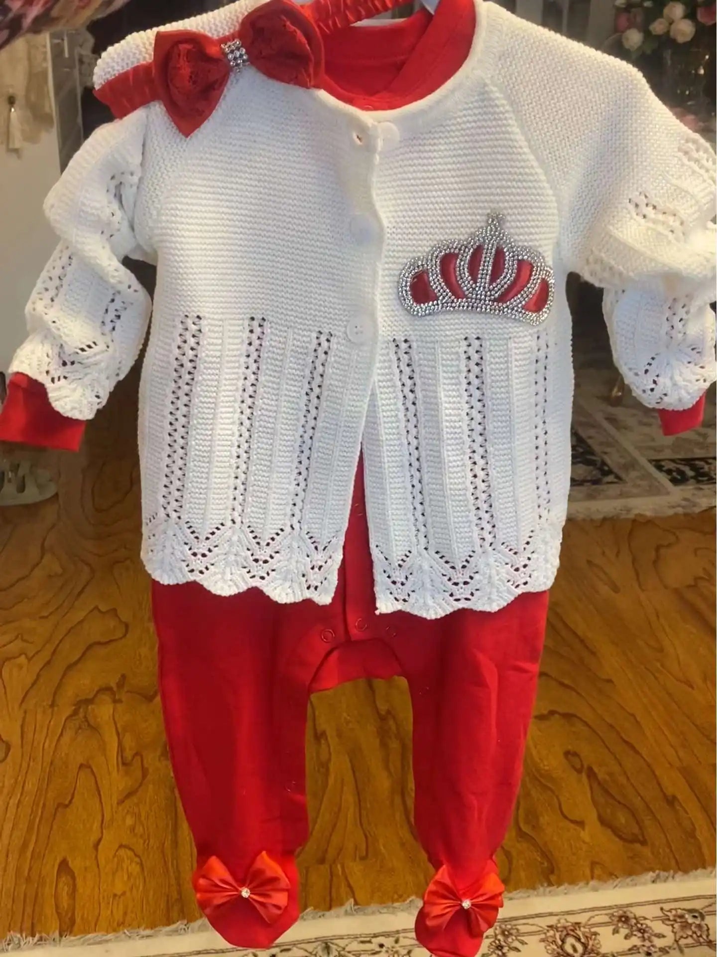 Dollbling Baby Boys' Knit Ribbed Romper Jumpsuit with Bodysuit and Hat 3pcs Set Newborn Cotton Knitted Sweater Romper Suit