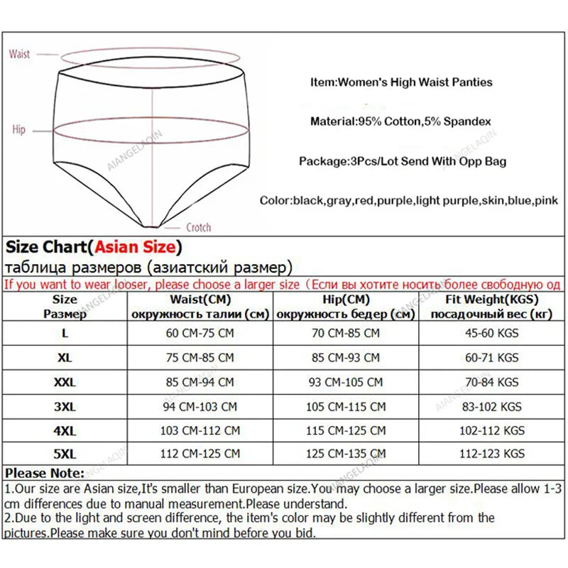Plus Size Panties Women's High Waist Abdominal Underwear Cotton Seamless Briefs Girls Underpant Sexy Lingeries for Female L-5XL