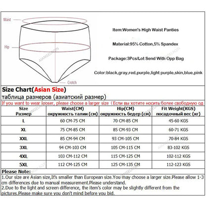 Plus Size Panties Women's High Waist Abdominal Underwear Cotton Seamless Briefs Girls Underpant Sexy Lingeries for Female L-5XL