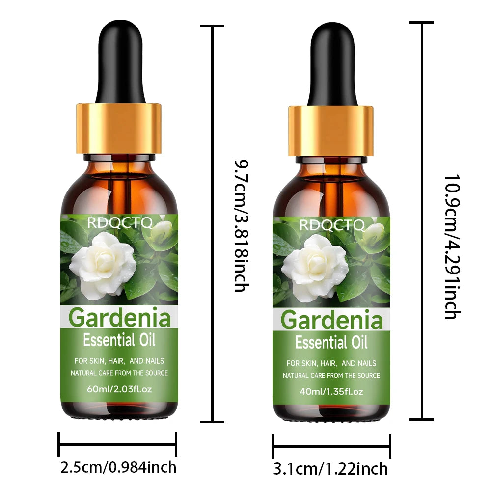Natural Gardenia Essential Oil for Skin, Hair & Nail Care: Pure Floral Moisturizing Oil with Dropper 40/60ml