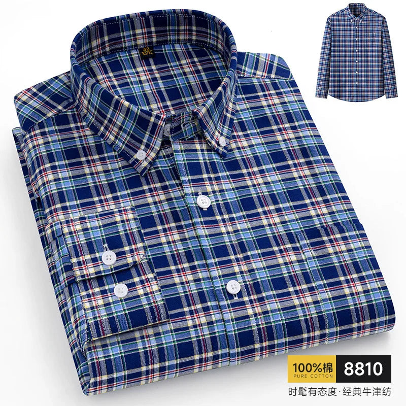 The new 10XL and 11XL oversized Oxford fabric men's shirt is 100% pure cotton, fashionable, casual and business without ironing