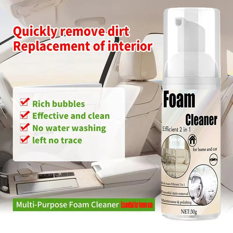 2-in-1 Multi-Purpose Car Interior Multi-Purpose Foaming Cleaner Spray Car Accessories Anti-Aging Protection