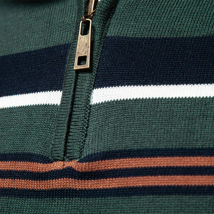 AIOPESON Mens Mock Neck Cotton Pullover Knit Sweaters Casual Business Strip Ribbed Turtleneck Sweaters for Men