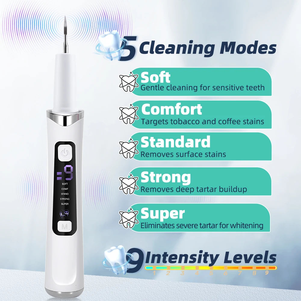 Dental Scaler For Teeth Tartar Remover Electric Teeth Cleaner Tooth Calculus Plaque Remover LED Ultrasonic Dental Stone Removal