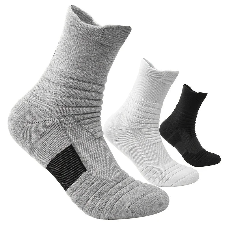 3pairs/Lot Men's Socks Compression Stockings Breathable Basketball Sports Cycling Socks Moisture Wicking High Elastic Tube Socks