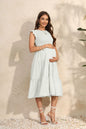 Dress for Pregnant Women Maternity Dress Fly-sleeved Pleated Layered Short-sleeved Clothes Chiffon Pregnant Dresses Clothing