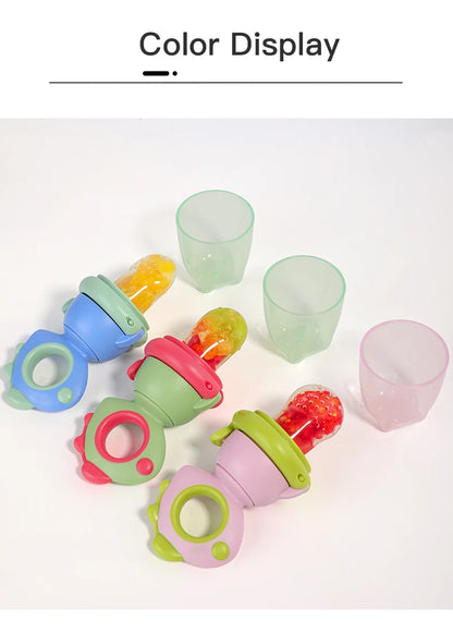 Rotating Push-type Food Grade Silicone Fruit and Vegetable Feeder For Infants Baby, Dinosaur Shape Toddlers Supplementary Food F