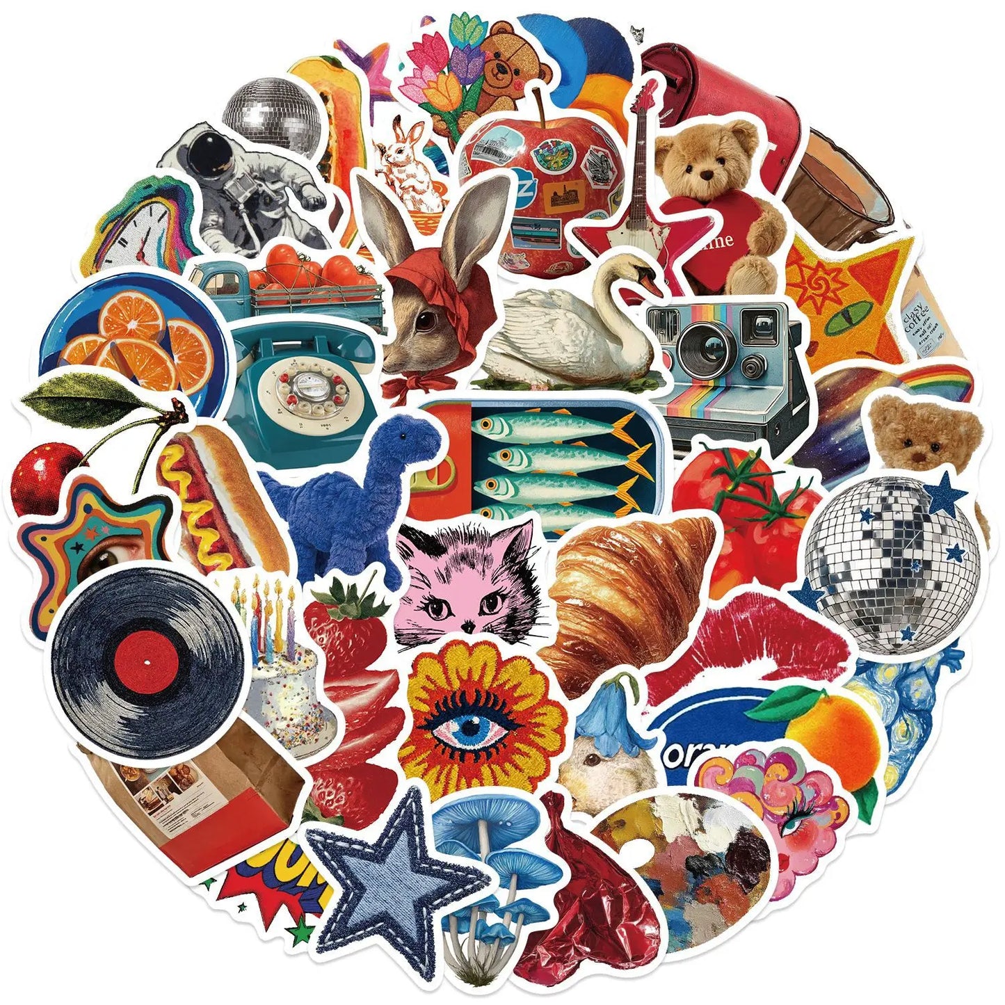 50/100Pcs Retro Y2K Aesthetic Stickers, Vintage Cartoon Vinyl Decals for Laptops, Water Bottles, Guitars, Journals, Notebook